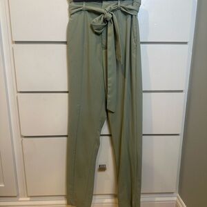 Green LULUs Paperbag Trousers